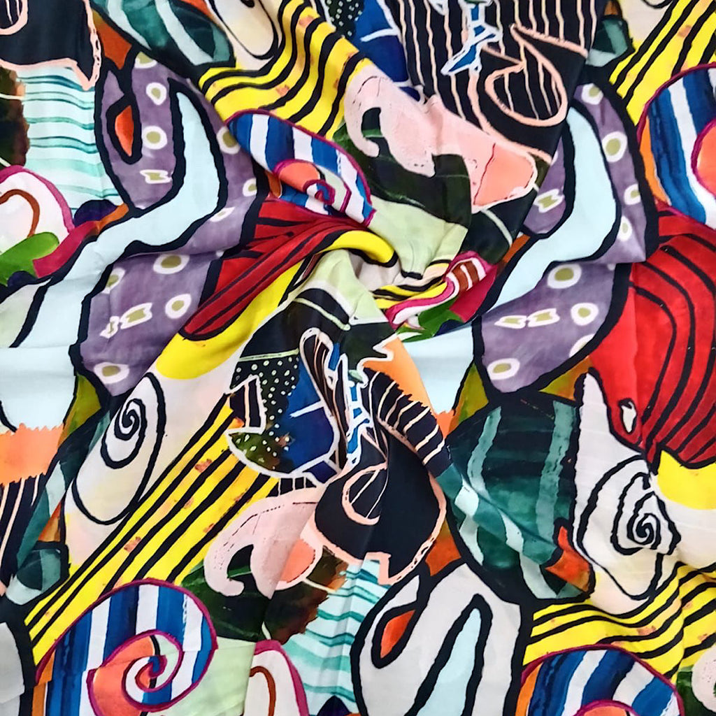 Multi colour abstract Shivan Naresh Print on Pure Natural Crepe
