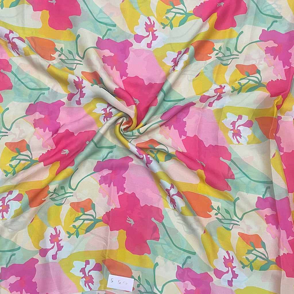 Floral Bright Multicolour Print on Satin Georgette OM SS 311