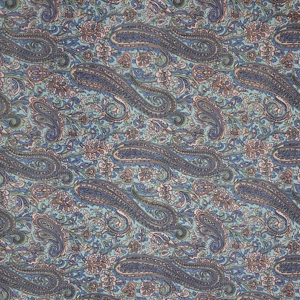 Blue Paisley Print in Satin Georgette OMSS152