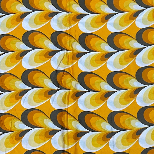 Small Abstract Hearts Print on Pure Modal Satin in Shades of Orange with Black