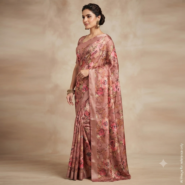 Elegance in Full Bloom: OM Fabs' 100% Polyester Satin Georgette Floral Collection OM SS 55 C3