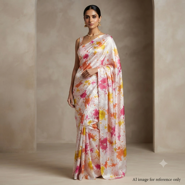 New Tie & Dye Print on Satin Georgette OM SS 333 C1