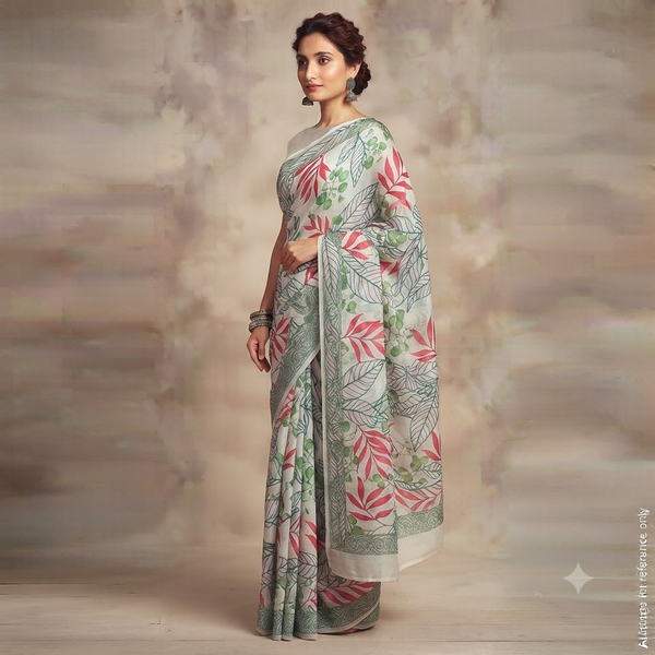 OM Fabs' Opulent Collection of 100% Polyester Satin Georgette Fabric: Crafted in India by OM PRINTS for Timeless Elegance and Creative Luxury OM PK 1342 C1