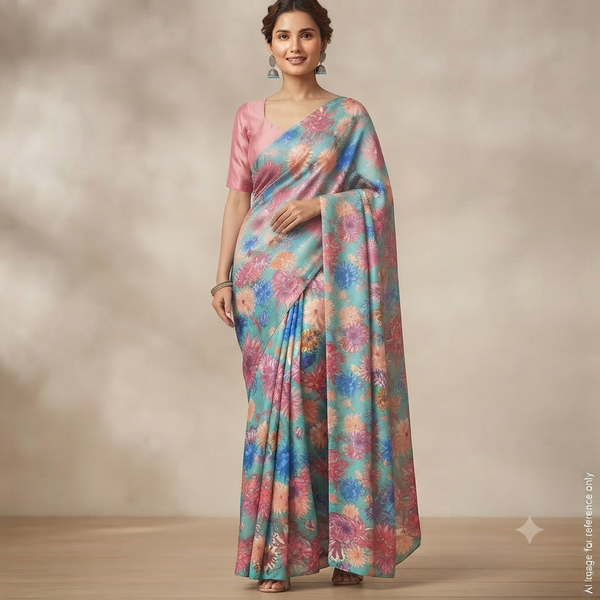 Floral Elegance Unleashed: OM Fabs' 100% Polyester Satin Georgette Collection OM SS 21 C1