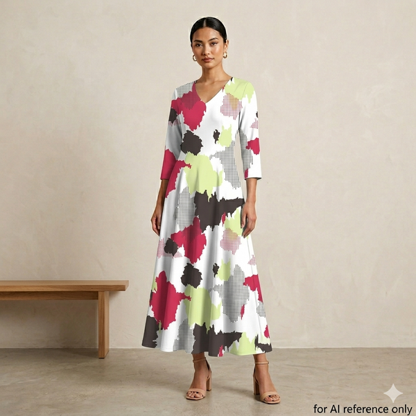 Abstract Print on Georgette Base OM SS 596