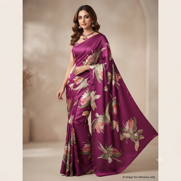 Elevate Your Creations with OM Fabs New Designs: Luxurious 100% Polyester and Viscose 'Satin Georgette Floral OM TK 180 C3