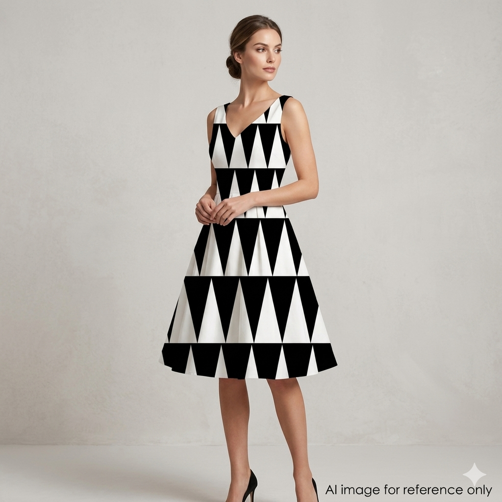 Elegant Triangular Geometric Pattern on Pure Cotton Poplin Fabric OM RJ 1037