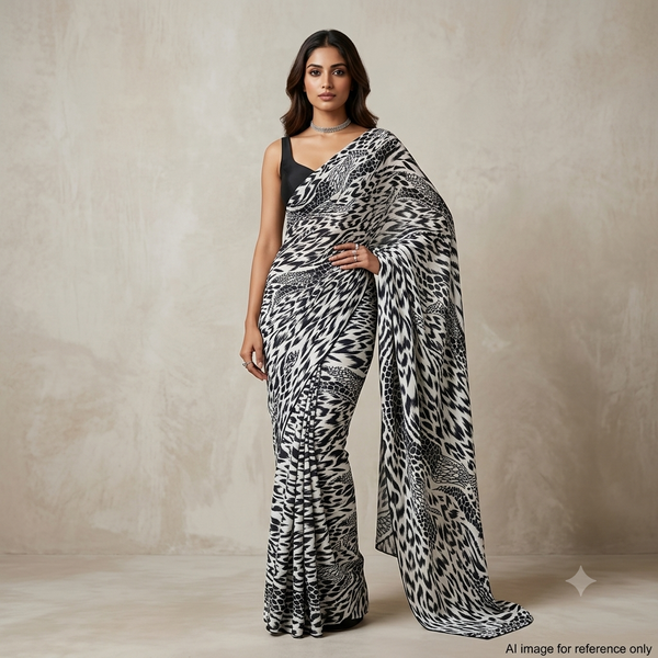 Animal Print Pattern on Natural Crepe OM SS 126 C2
