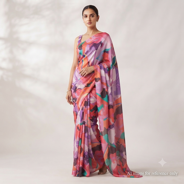 Abstract Print in Satin Georgette Fabric OM PK 1297