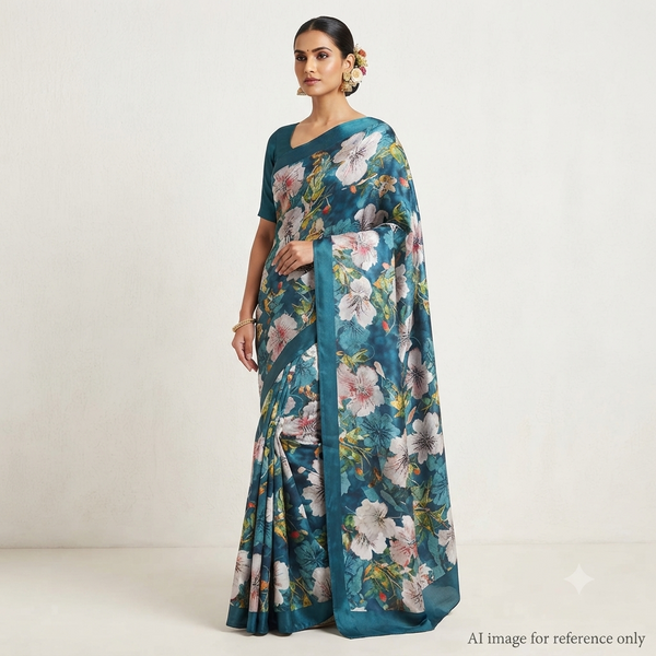 Blossoms of Elegance: OM Fabs Unveils 'Satin Georgette Floral' Fabric Collection - A Fusion of 100% Polyester and Viscose, Proudly Crafted in India OM PK 1378 C2