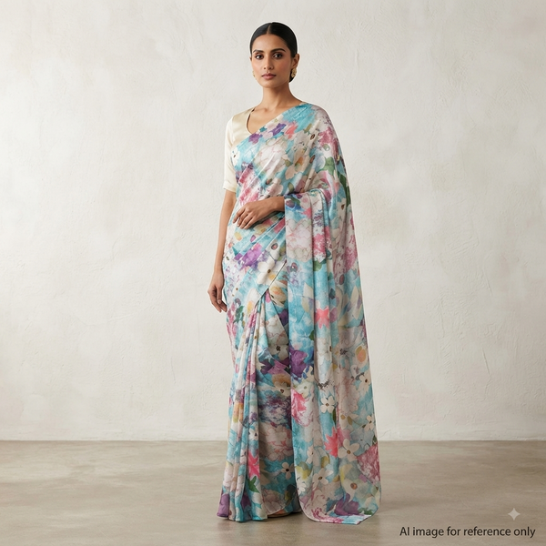 OM Fabs' Novel Creations: A Journey Through the Splendor of 'Satin Georgette Abstract OM PJ 239 C2