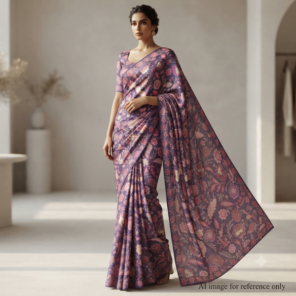Satin Georgette Splendor: Floral OM Fabs' Fabric Collection OM SS 154 C4