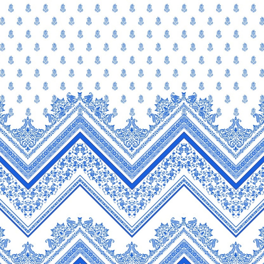 Traditional Power Blue Colour ZigZag design in Pure Modal Satin  OM PS 402