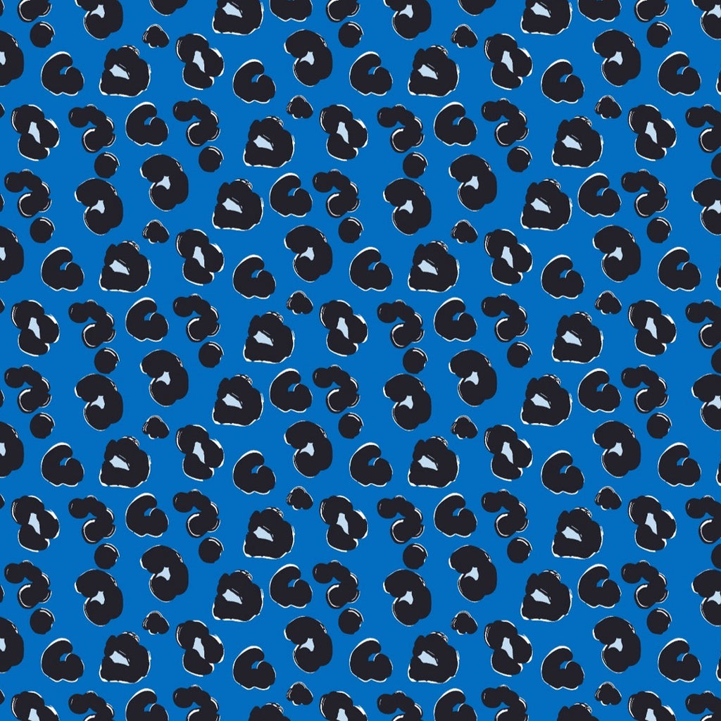 Dhruv Kapoor Leopard Animal Print Abstract with Royal Blue on Pure Modal Satin Fabric OM PS 404