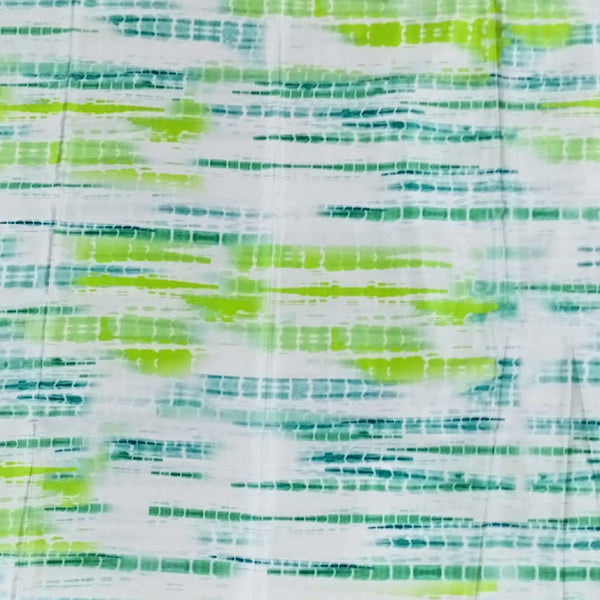 Chic Tie & Dye on Crepe Silk with White Base & Blue & Green Design OM RJ 1163