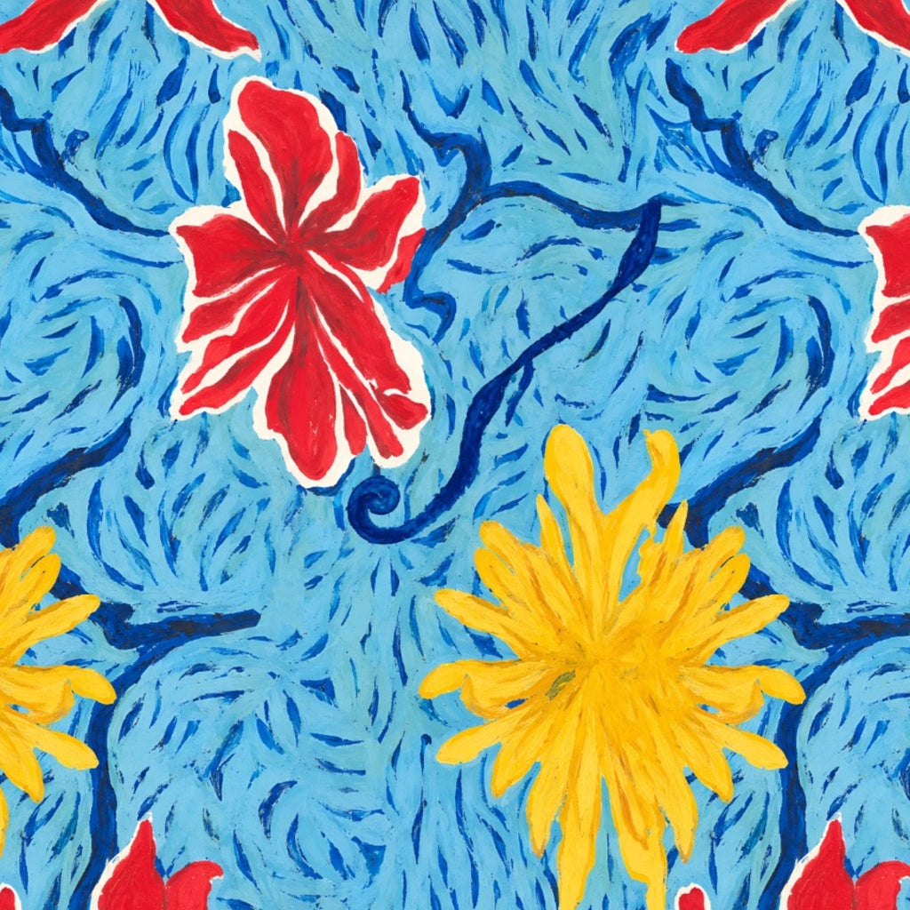 Shivan & Naresh Abstract design with Blue base colour on Pure Modal Satin OM SG 263 C1