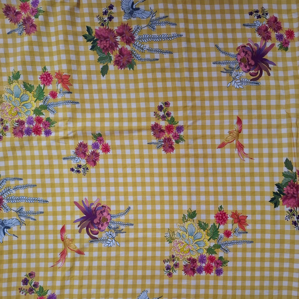 Checks with Floral Print design with Mustard Yellow base Colour OM SG 265 C1