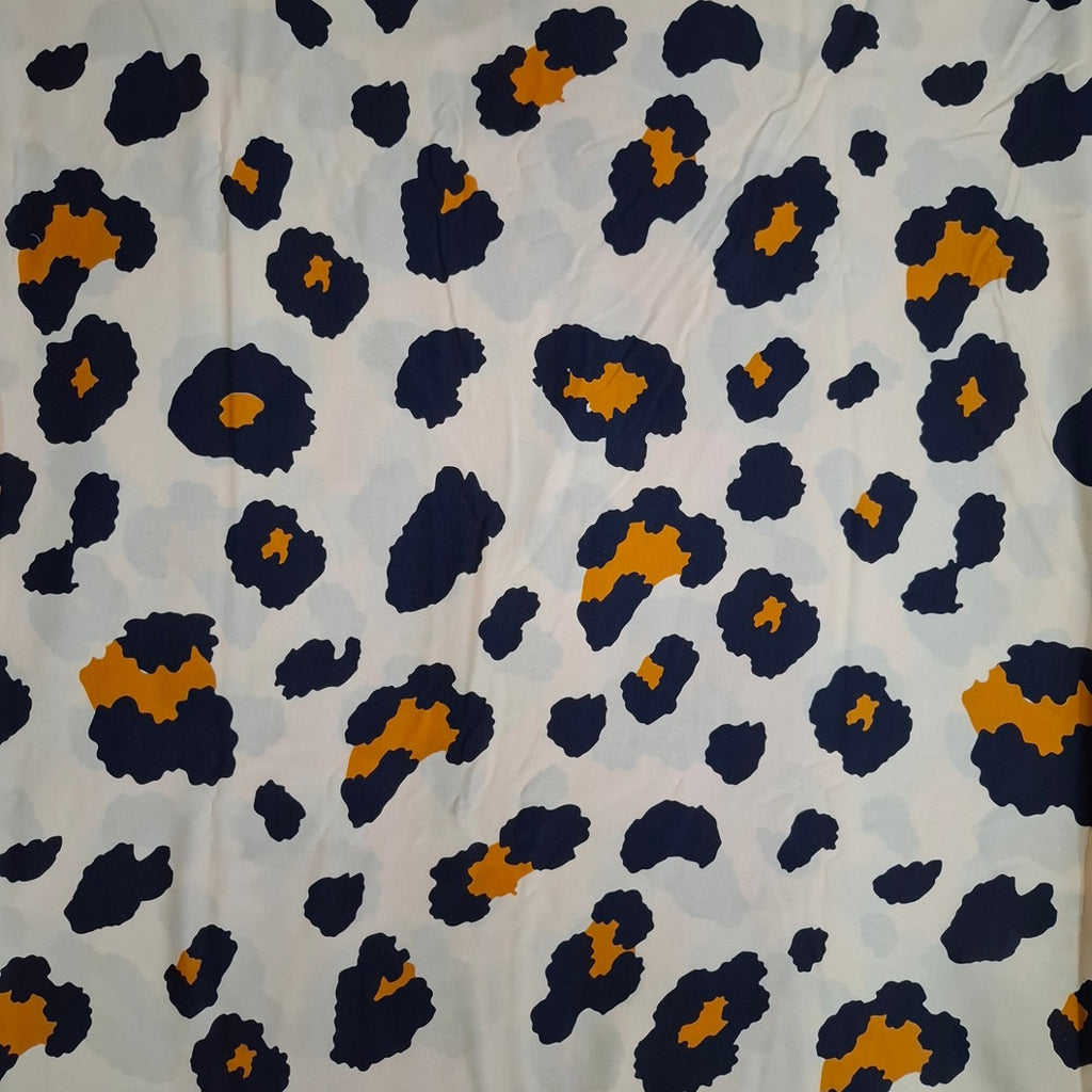 Leopard Animal Print with White Base on Pure Viscose Rayon OM TK 564 C1