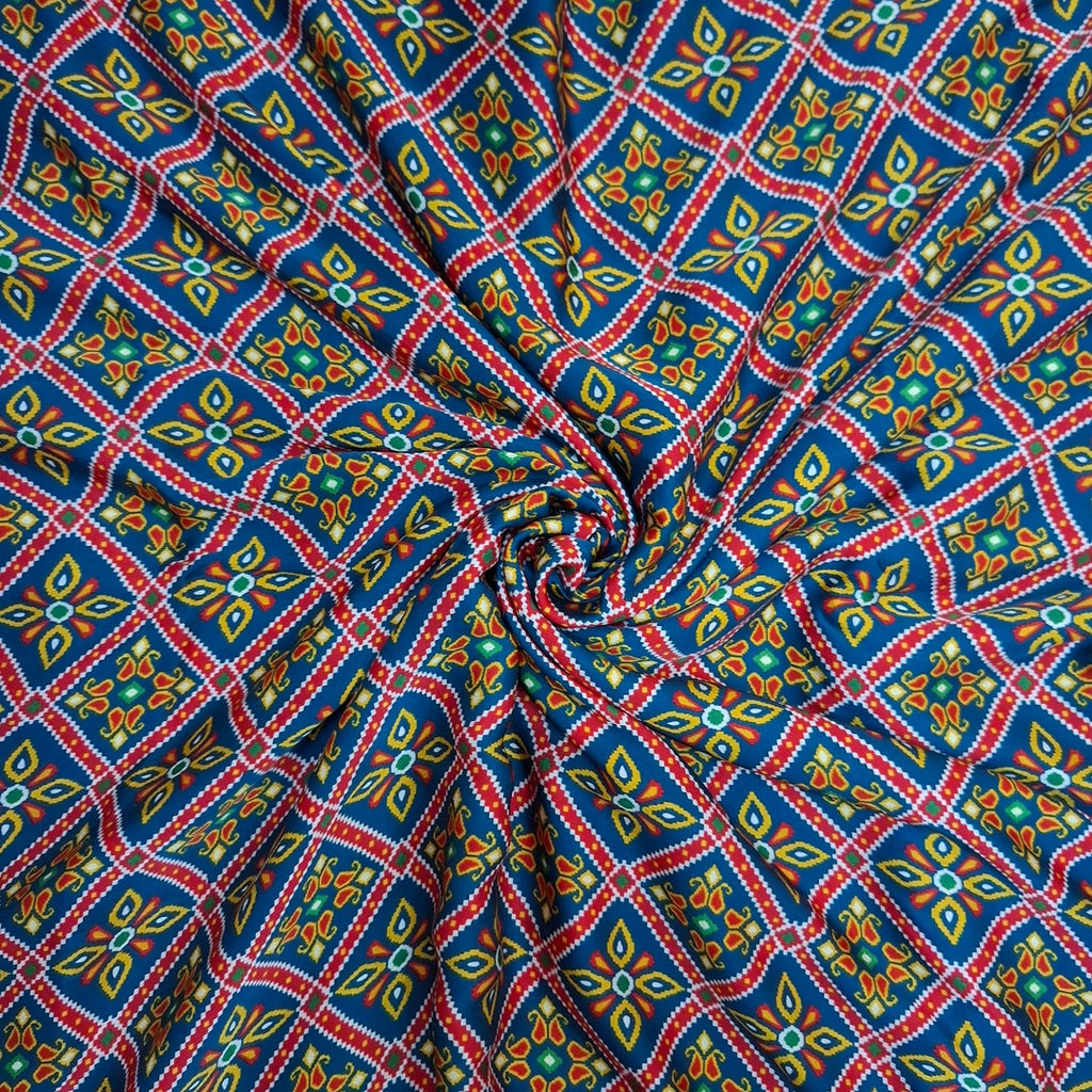 Patola Print design with Blue base colour on Pure Modal Satin OM DW 109 C1