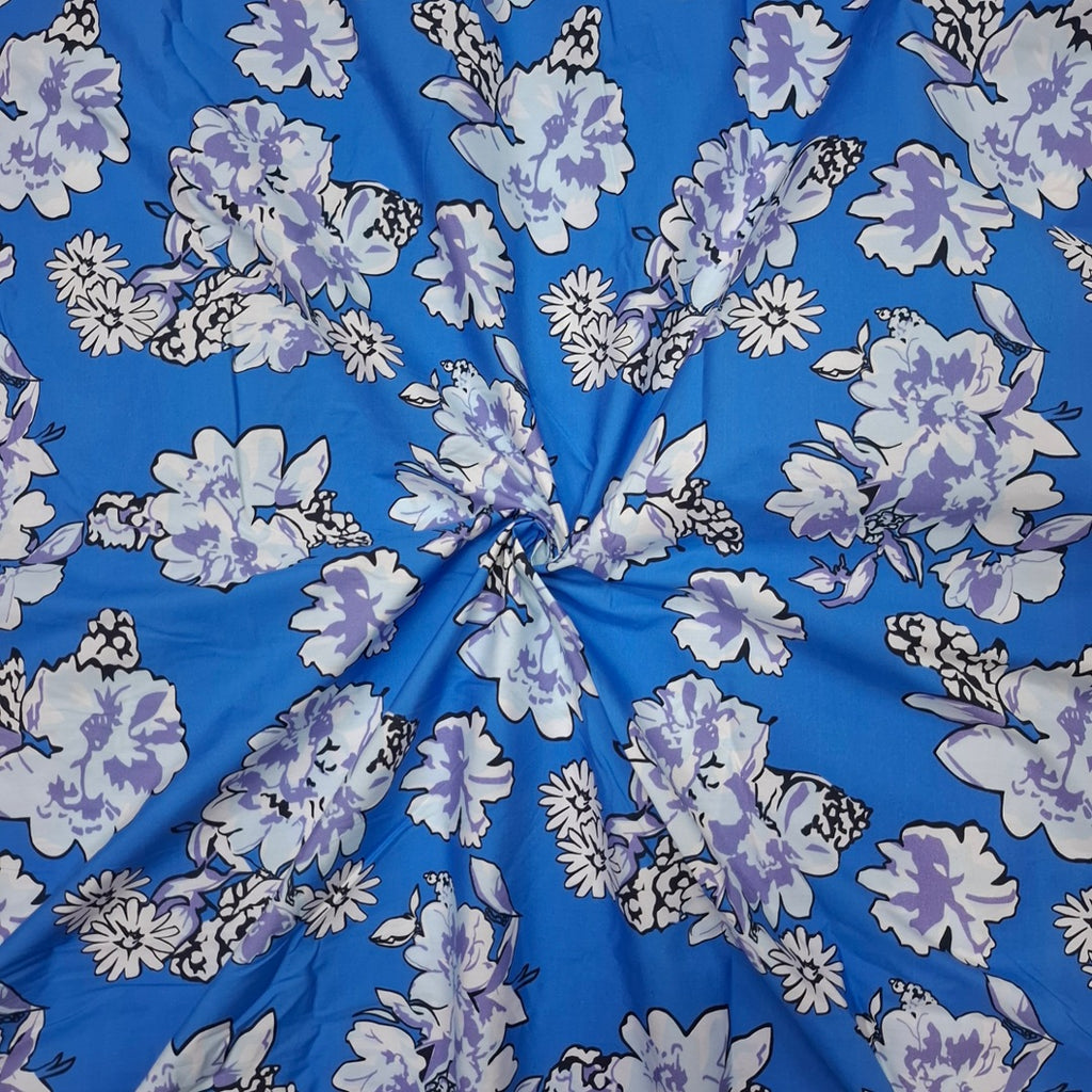 Dhruv Blue Blossom Toss Print on Pure Cotton Poplin OM PS 415 C1