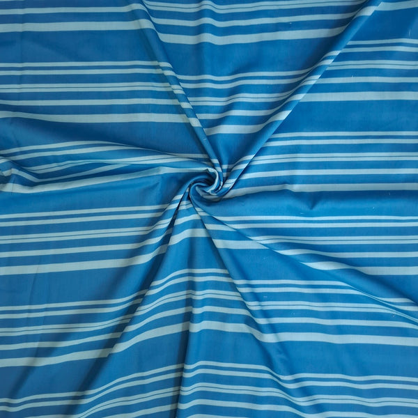 Blue colour Modern Stripes Print on poly muslin fabric OM TK 567 C1