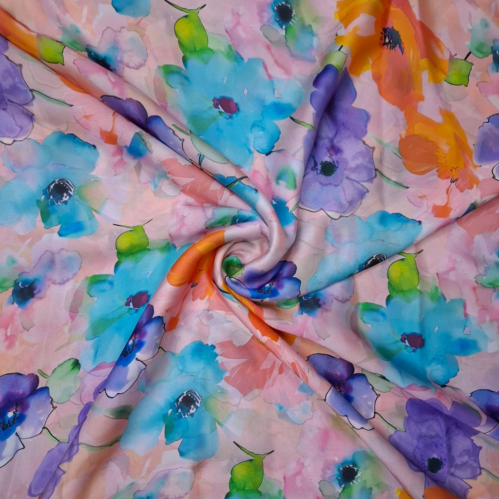 Sabya Abstract Floral Print design in multi colour flower Fabric Pure Silk OM PS 439 C1