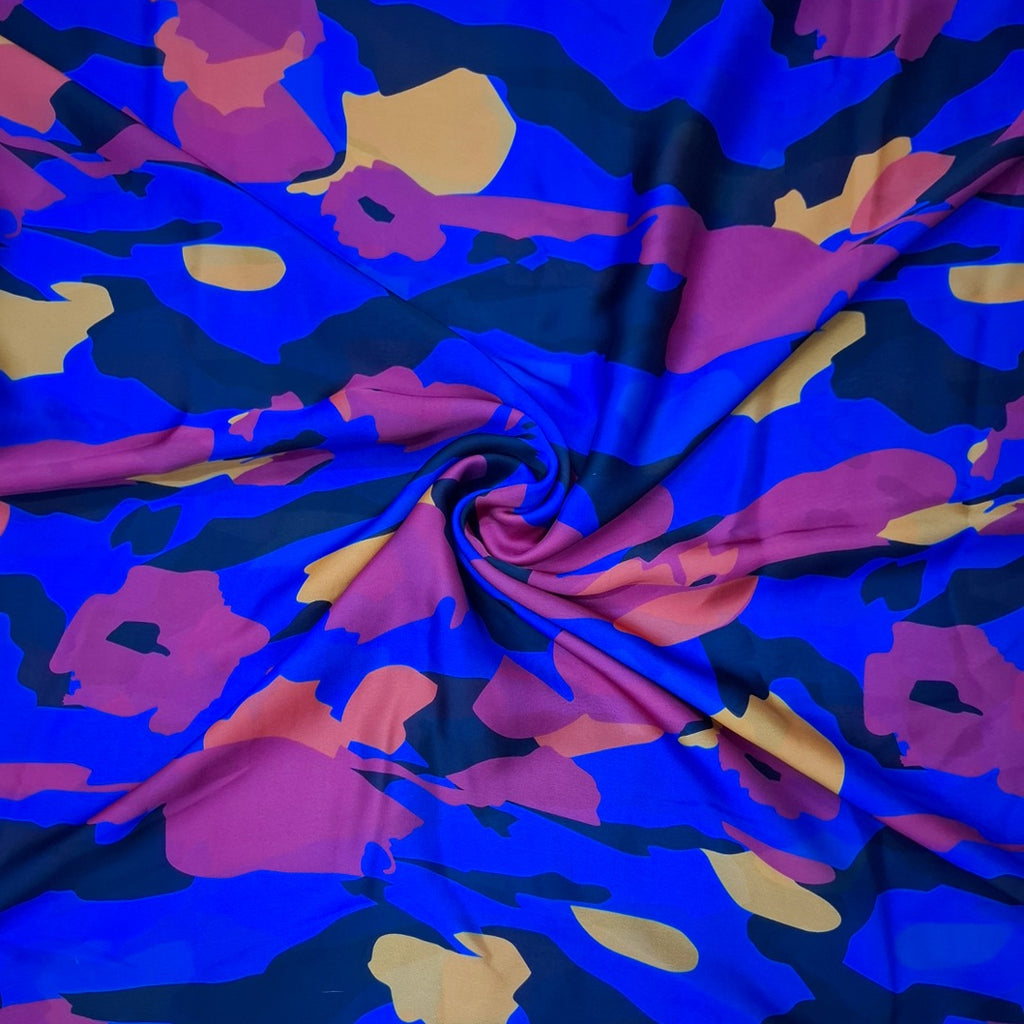 Sabya Abstract design with Blue base colour on Pure Modal Satin OM PS 437 C1