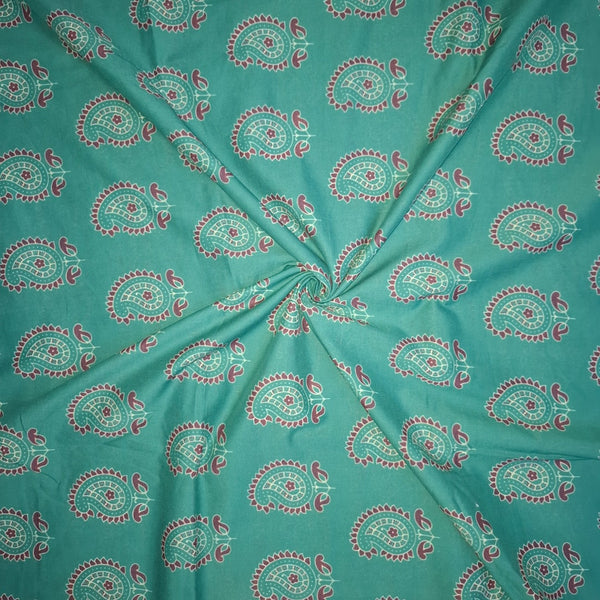 Ajrakh prints Pattern with Green base Digital Printed Fabrics OM DW 95 C5