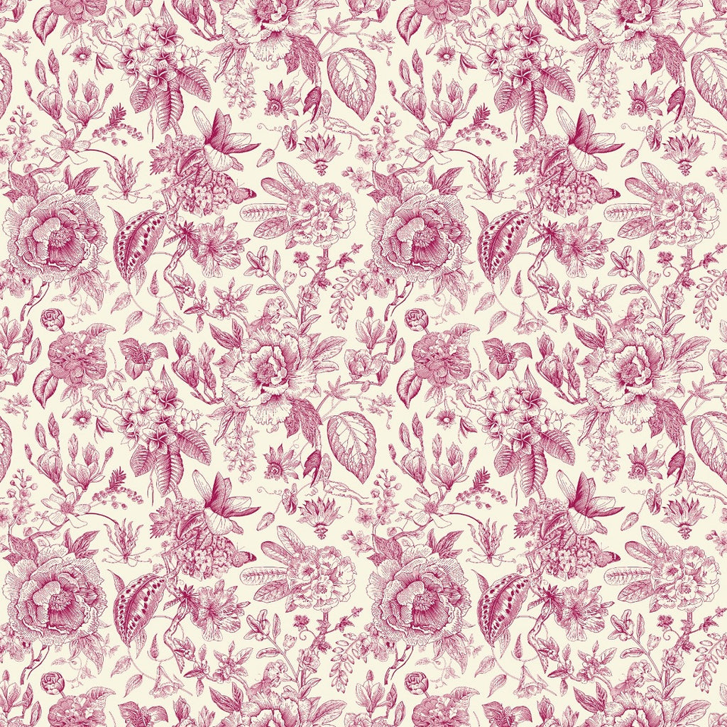 Ivory White Base with Pink  Floral on Muslin Fabric  OM SS 134 C3