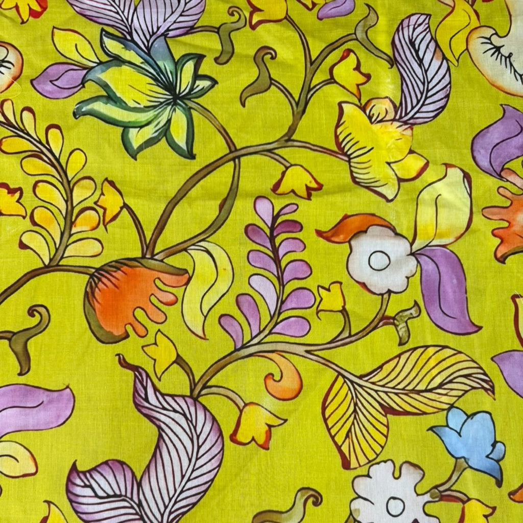 Traditional kalamkari prints design with Green base colour OM PS C1