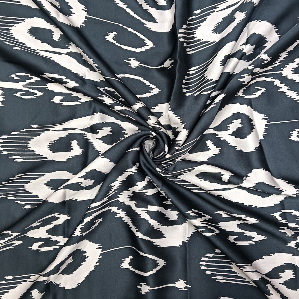Black & White Ikat Print in Modal Satin OM TK 286 C1
