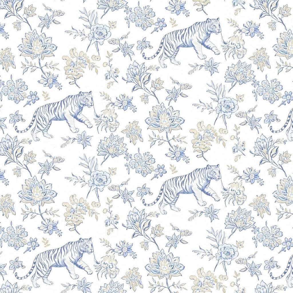 C Dior Tropical Print Pattern with Blue Colour Design on Pure Linen Cotton Fabric OM PS 466 C1