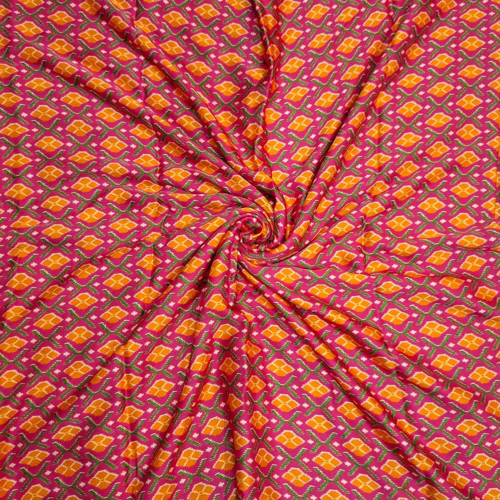 Patola Print design with Red base color on Pure Modal Satin OM DW 112 C1