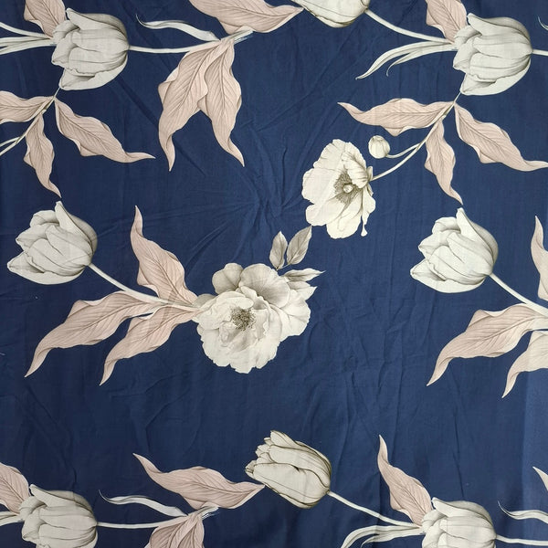 Rania Floral Print with Blue Color Base with White Big Floral Design on Pure Glace Lawn Cotton OM  244 C1