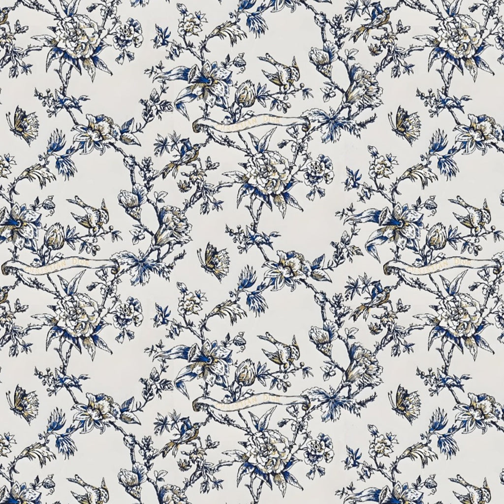 C Dior Pattern with White base Colour Design on Pure Linen Cotton Fabric OM PS 467 C1