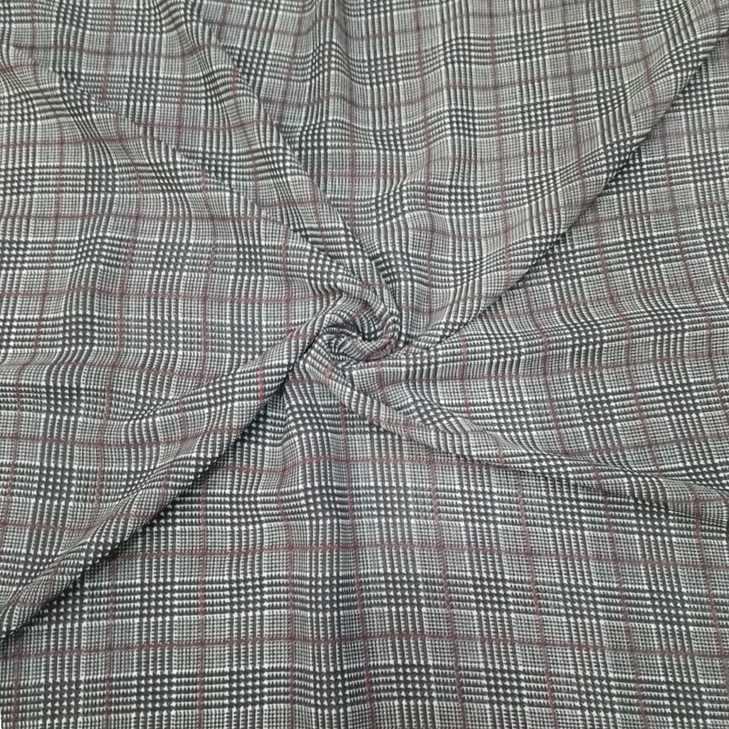Small Shirting Type Checks Print on Georgette Fabric OM PS 317