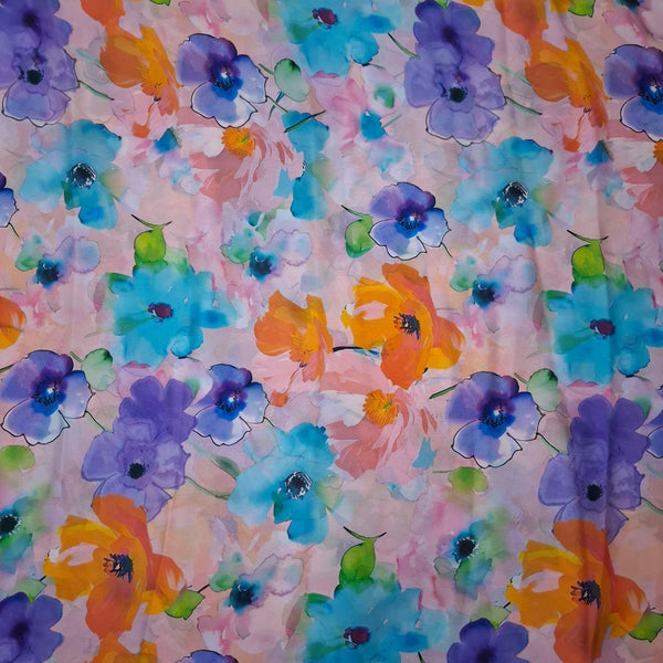 Sabya Abstract Floral Print design in multi colour flower Fabric Pure Silk OM PS 439 C1
