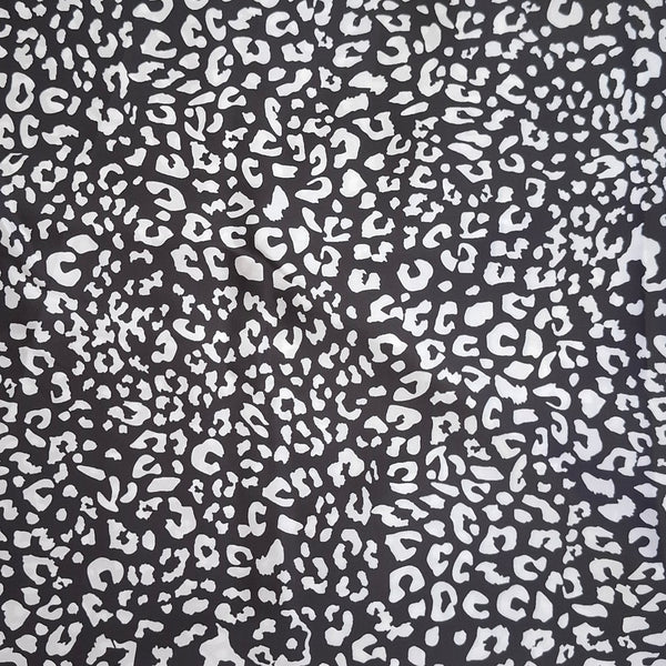 Small Animal Print with Black Base & White Motive on Armani Satin Fabric OM TK 128 C5