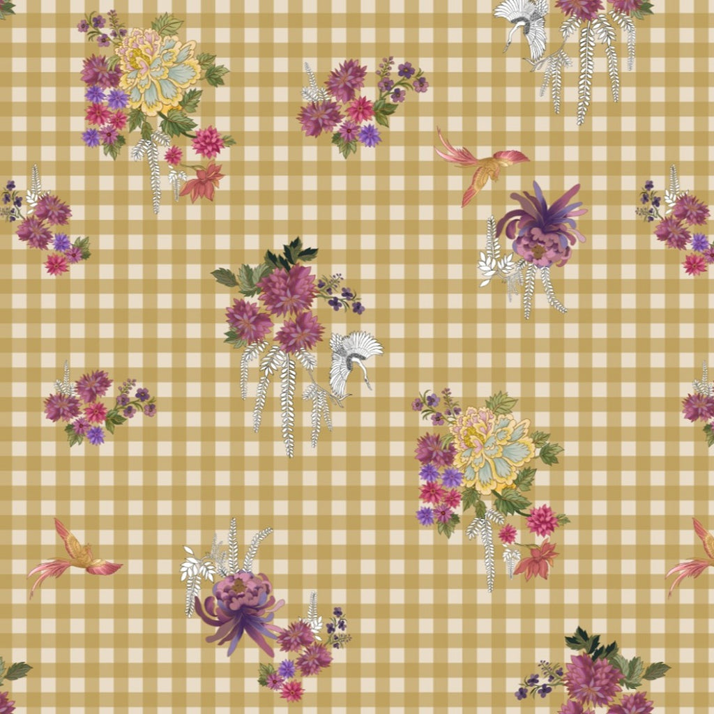 Checks with Floral Print design with Mustard Yellow base  colour OM SG 265 C1