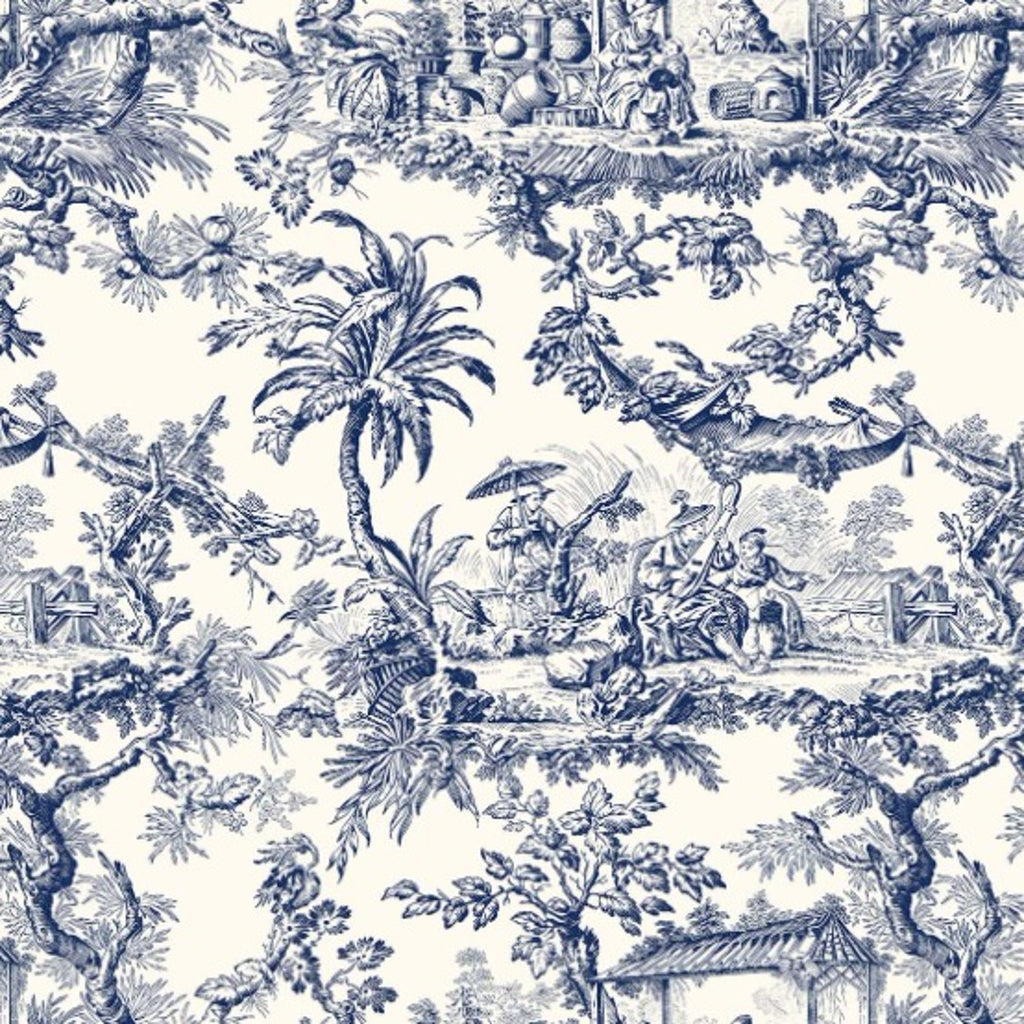 DIOR Traditional Tropical leaves pattern Blue Colour in design OM Fabs! OM TK 559 C1