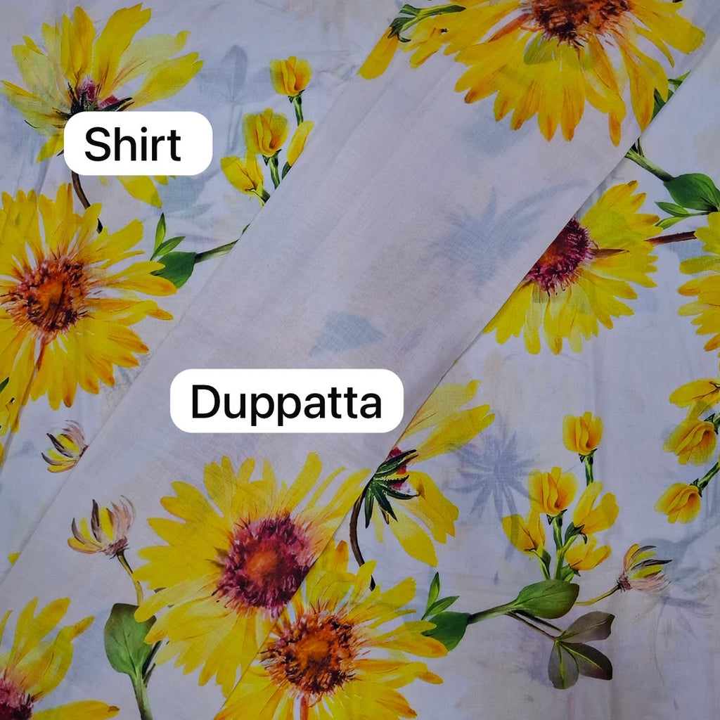 Rania’s Full Suit Set Pure Cotton Cambric (Top & Bottom) with Pure Mul Chanderi Duppatta (Unstitched) OM PS 424 C1