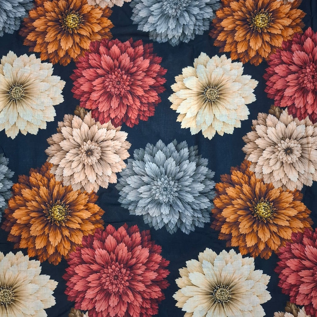 Raina's Floral Print with Black Color Base with Multi Floral on Pure Glace Lawn Cotton OM SG 259 C1