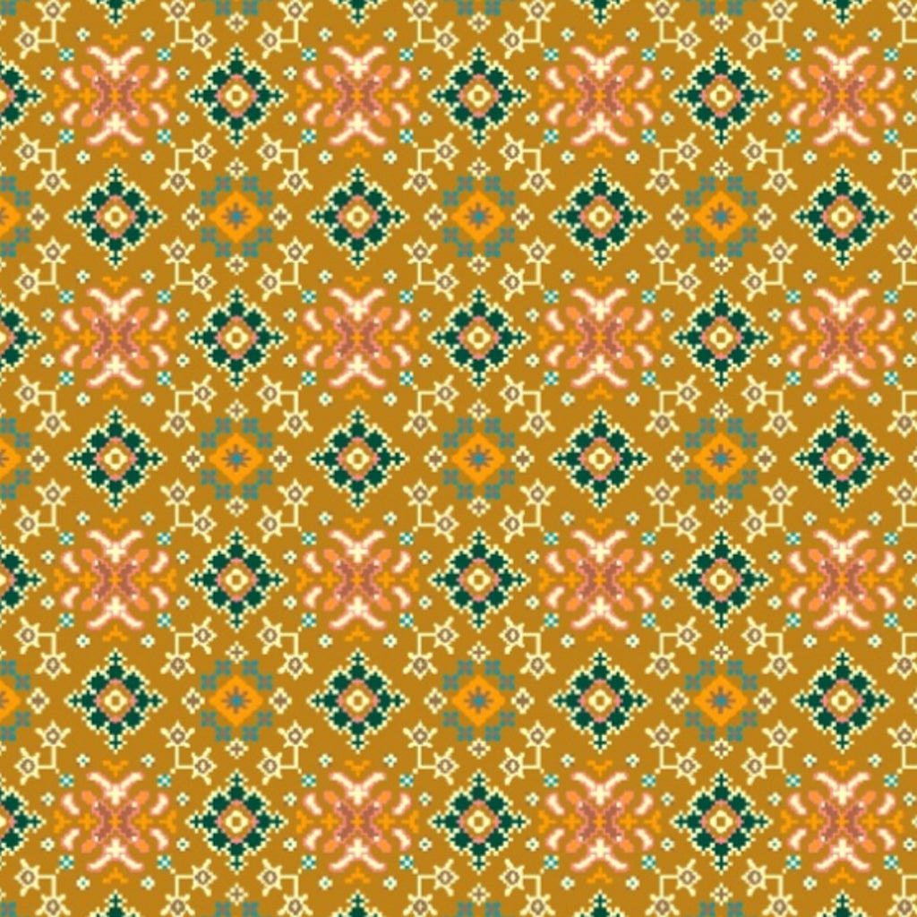 Patola Print design with Mustard Yellow base colour OM DW 105 C1