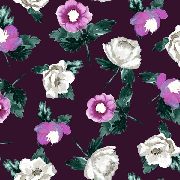 Satin Georgette Blossoms: OM PRINTS' Floral Fabric Collection OM PK 1393 C2