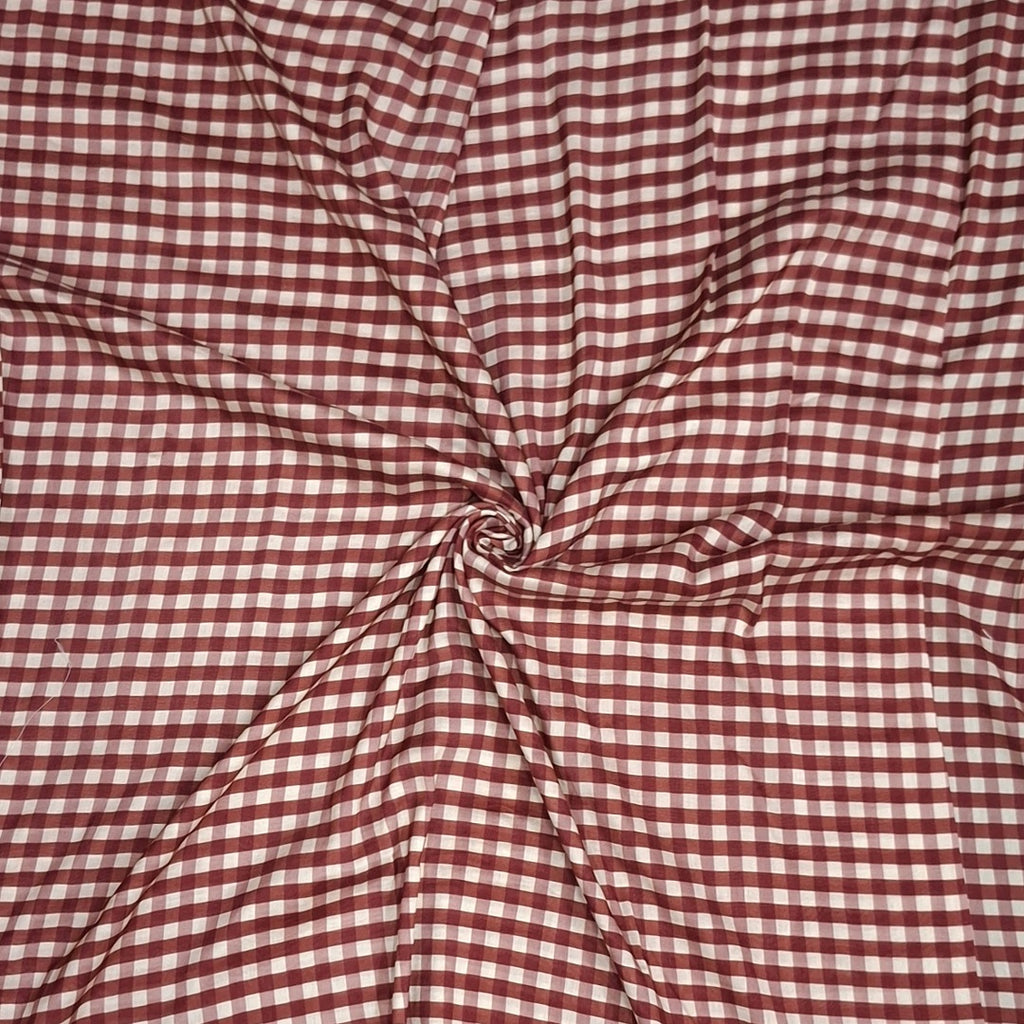 Maroon & White Checks in Pure Banarasi Chanderi OM TK 17 C3