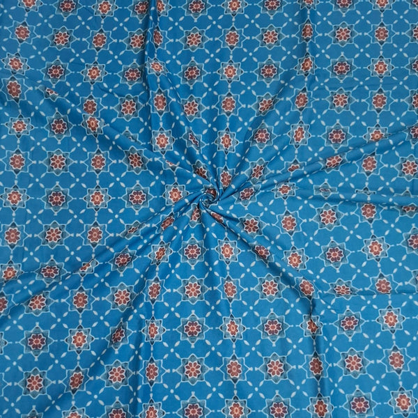Ajrakh prints Pattern with Blue base Digital Printed Fabric OM DW 97 C5