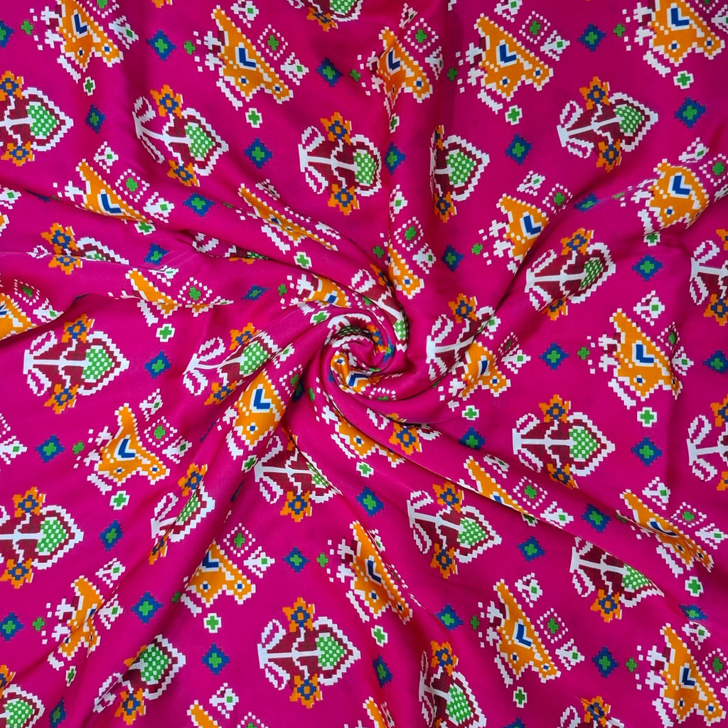 Patola Print design with Pink base colour on Pure Modal Satin OM DW 108 C1
