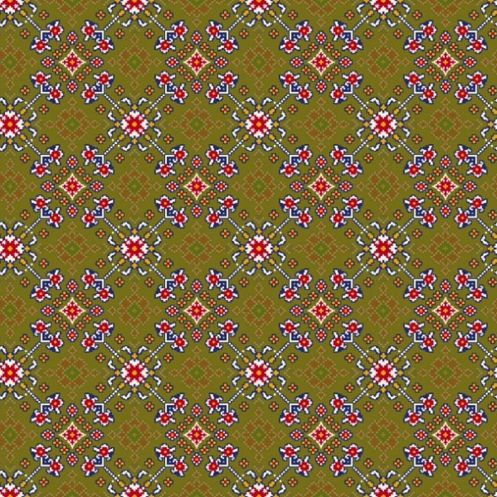 Patola Print design with Green base colour OM DW 102 C1
