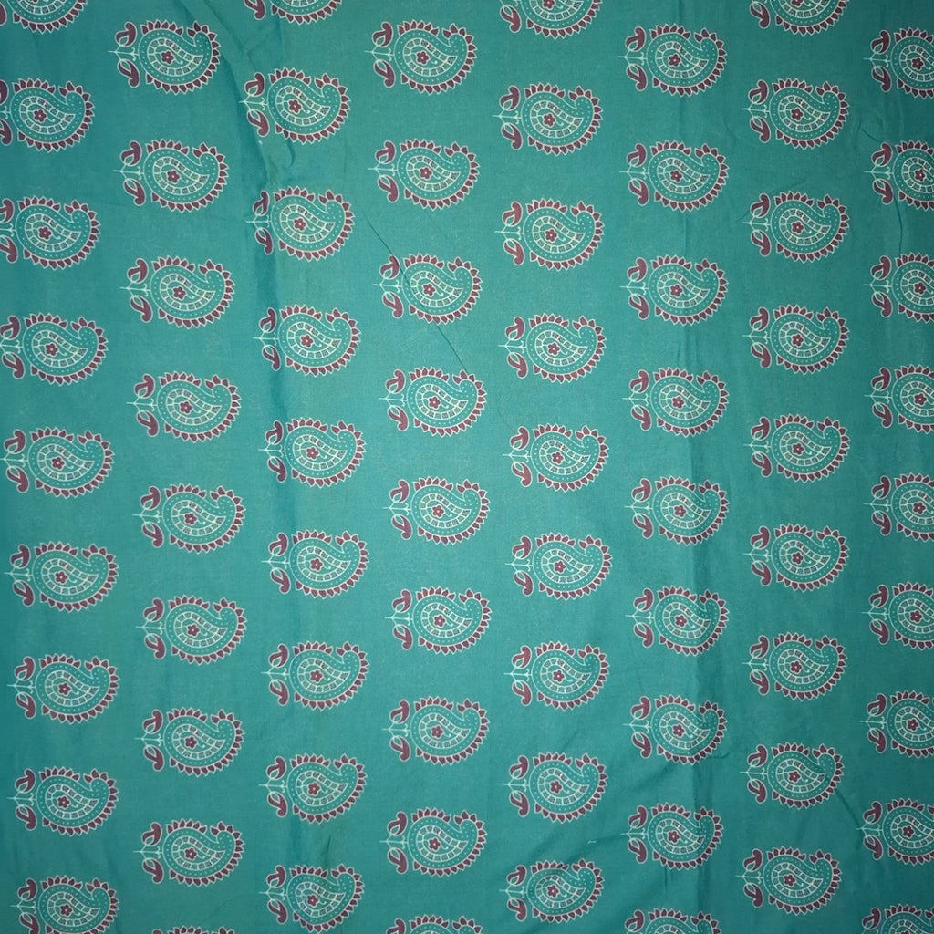 Ajrakh prints Pattern with Green base Digital Printed Fabrics OM DW 95 C5
