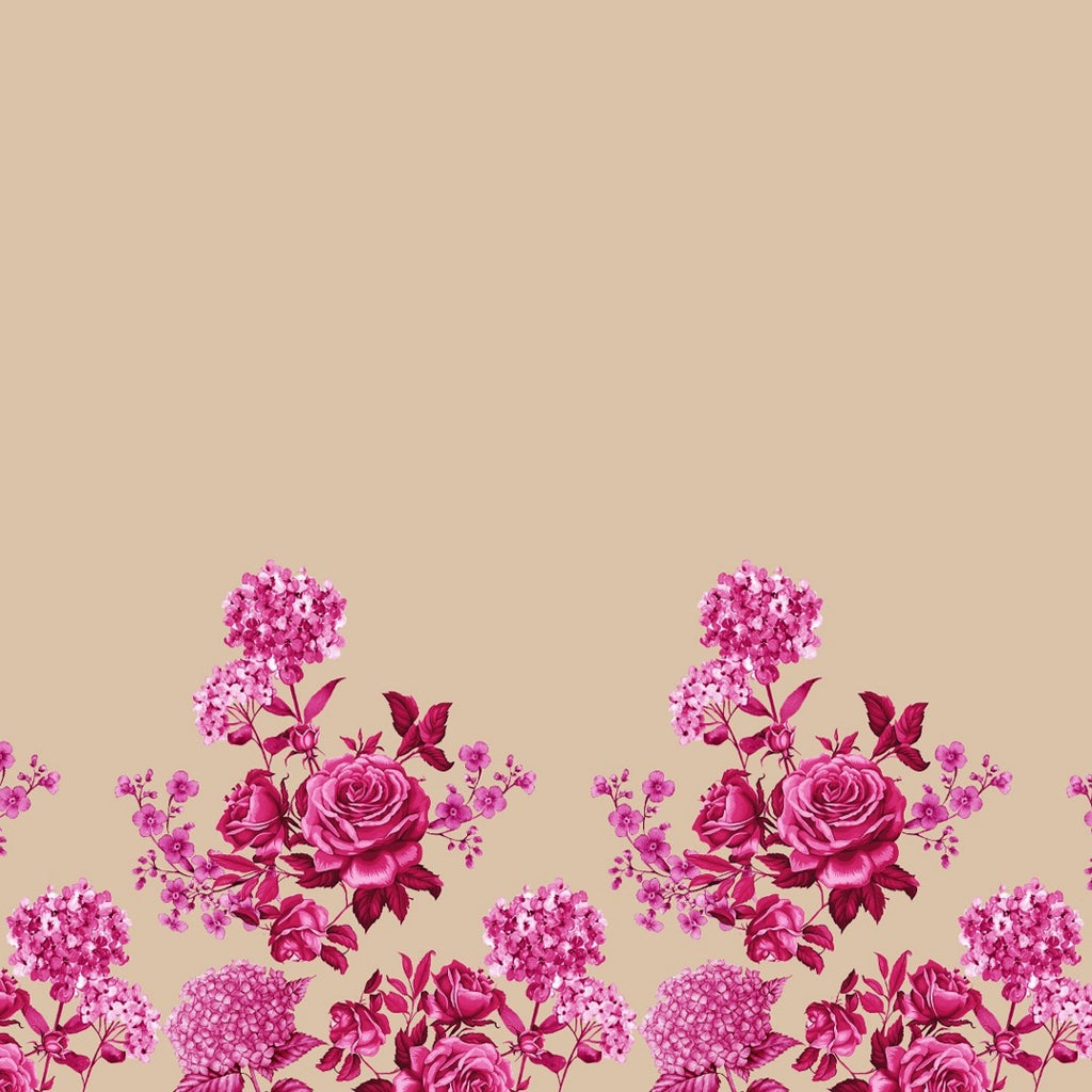 Floral Print Fabric Gold in colour OM PS 429 C1